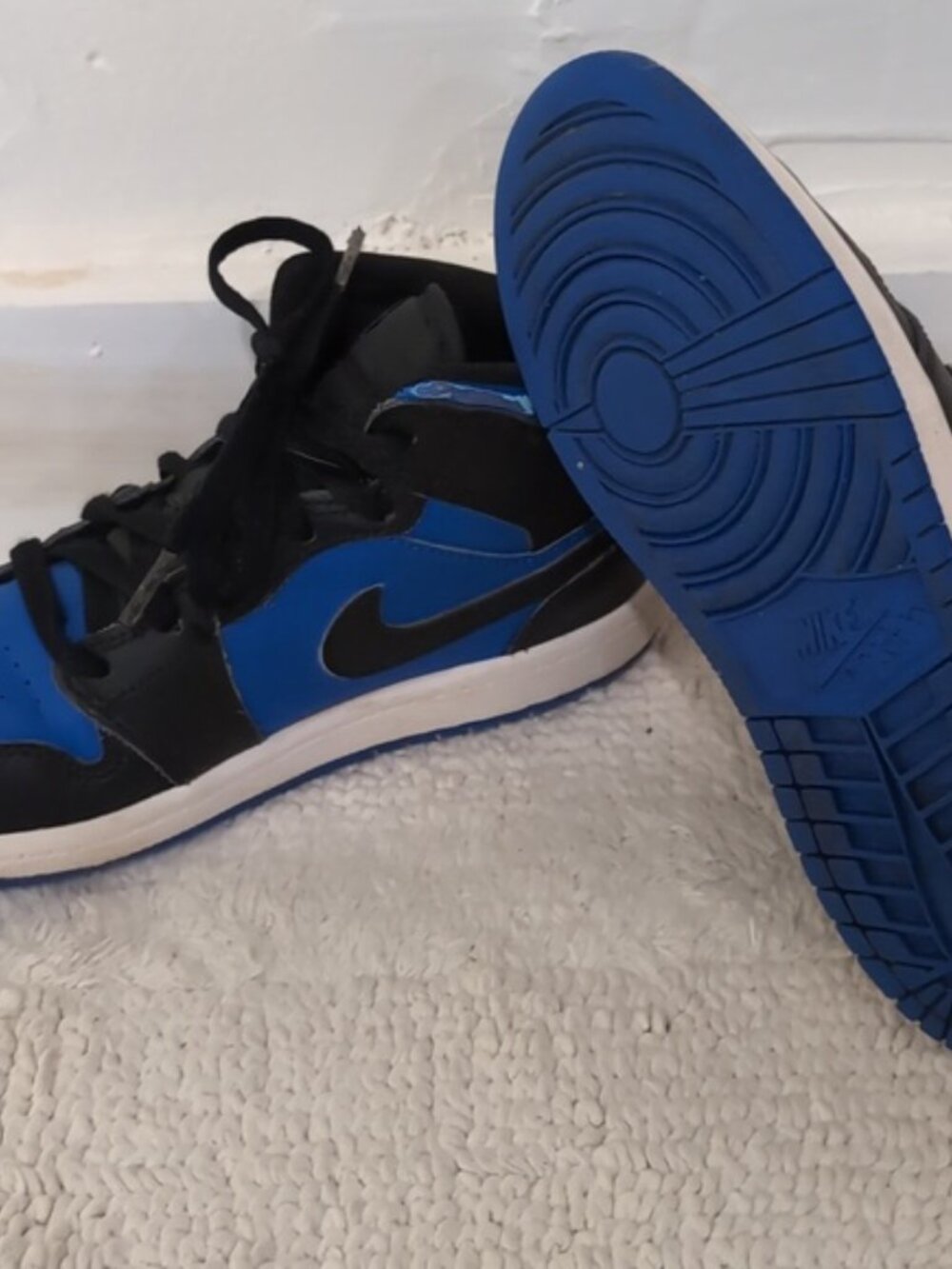 NIKE Air Jordan Kids Mid Black and Blue Sneakers 3 - Picture 6 of 8